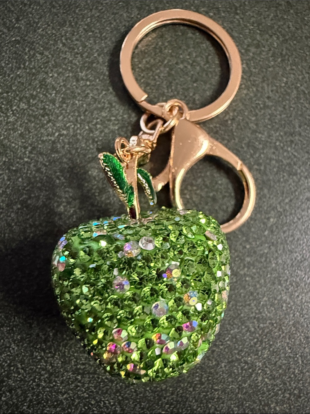 Green Crystal Apple Keychain Charm - Bag Charm Women's Accessory